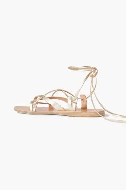 Ancient Greek Sandals Artemis De Gabies Metallic Leather Sandals