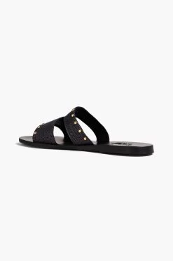 Ancient Greek Sandals Aptero Studded Raffia Slides