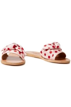 Ancient Greek Sandals Taygete Bow-embellished Polka-dot Satin Slides -Ancient Greek Sandals w1020 q80 315