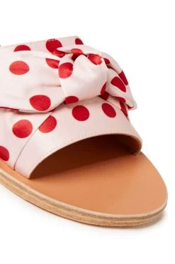 Ancient Greek Sandals Taygete Bow-embellished Polka-dot Satin Slides -Ancient Greek Sandals w1020 q80 317