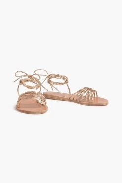 Ancient Greek Sandals Alexandra Knotted Metallic Faux Leather Sandals -Ancient Greek Sandals w1020 q80 476