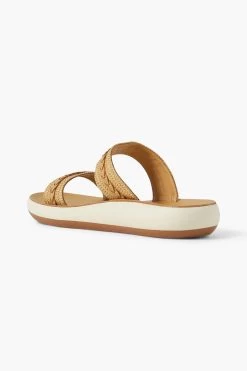 Ancient Greek Sandals Melissanthi Leather-trimmed Raffia Slides